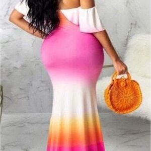 Chic Ombre Backless Dress in Pink and Orange
